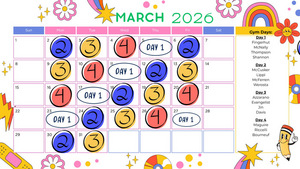 Special Area Calendar March 2026